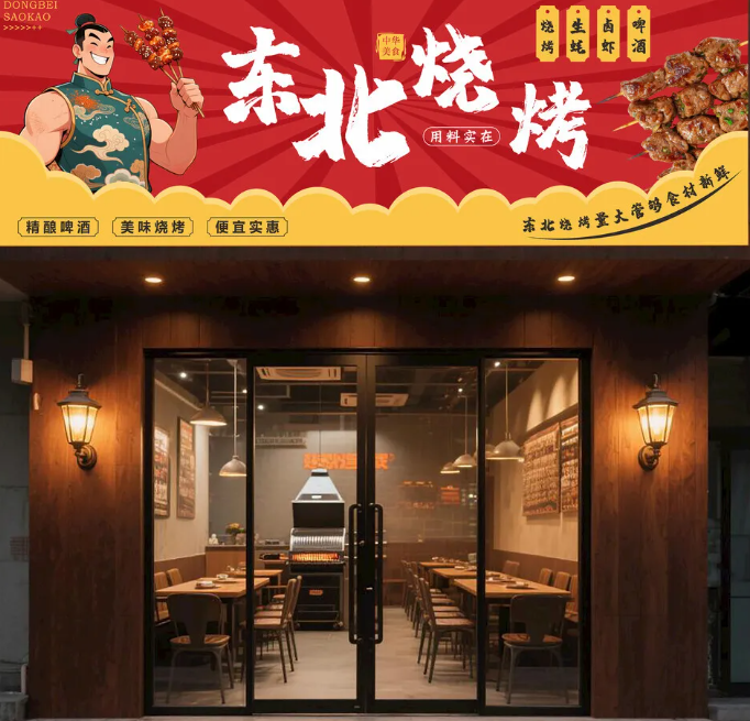 李姐烧烤店门头